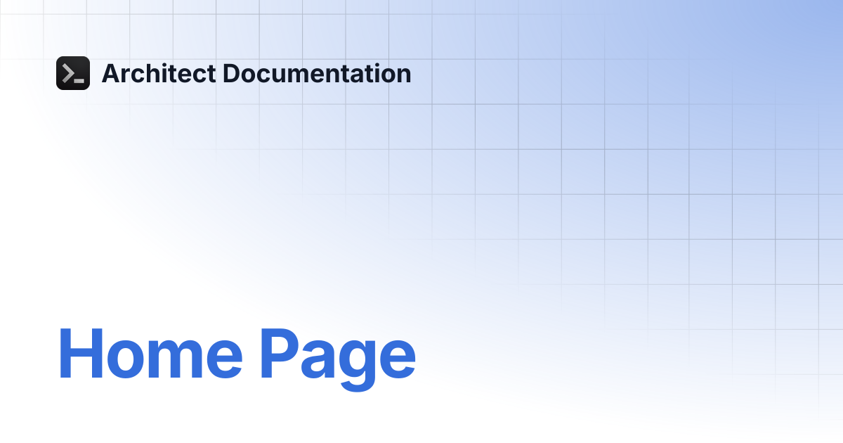 Home Page | User Guide | Architect Documentation